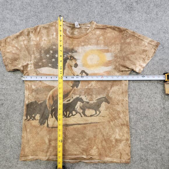 The Mountain Horses T Shirt Mens Large Tie Dye Wild West American Flag Graphic - Picture 7 of 9